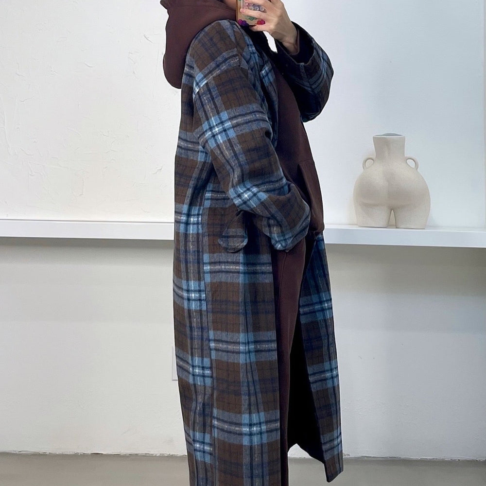 
                      
                        Zoe Plaid Coat - Blue/Brown
                      
                    