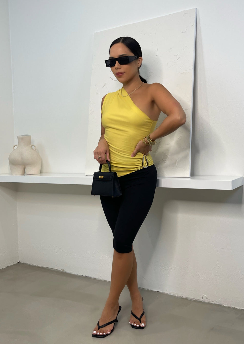 Talia Asymmetrical Top - Yellow - Trice Boutique