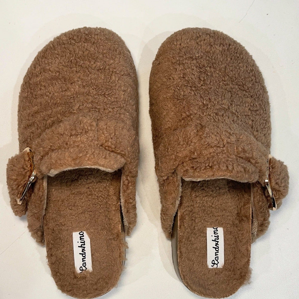 
                      
                        Shayla Faux Teddy Buckle Mules - Brown
                      
                    
