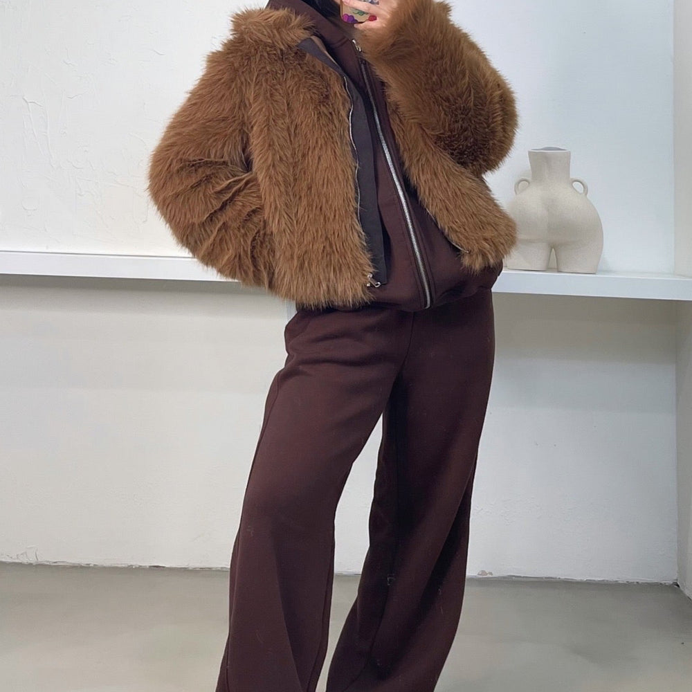 Ayla Faux Fur Jacket - Camel