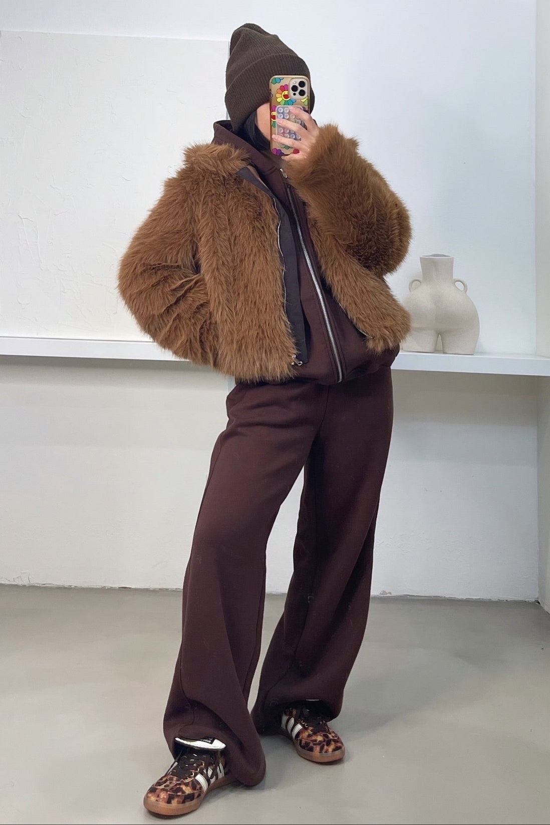 Ayla Faux Fur Jacket - Camel