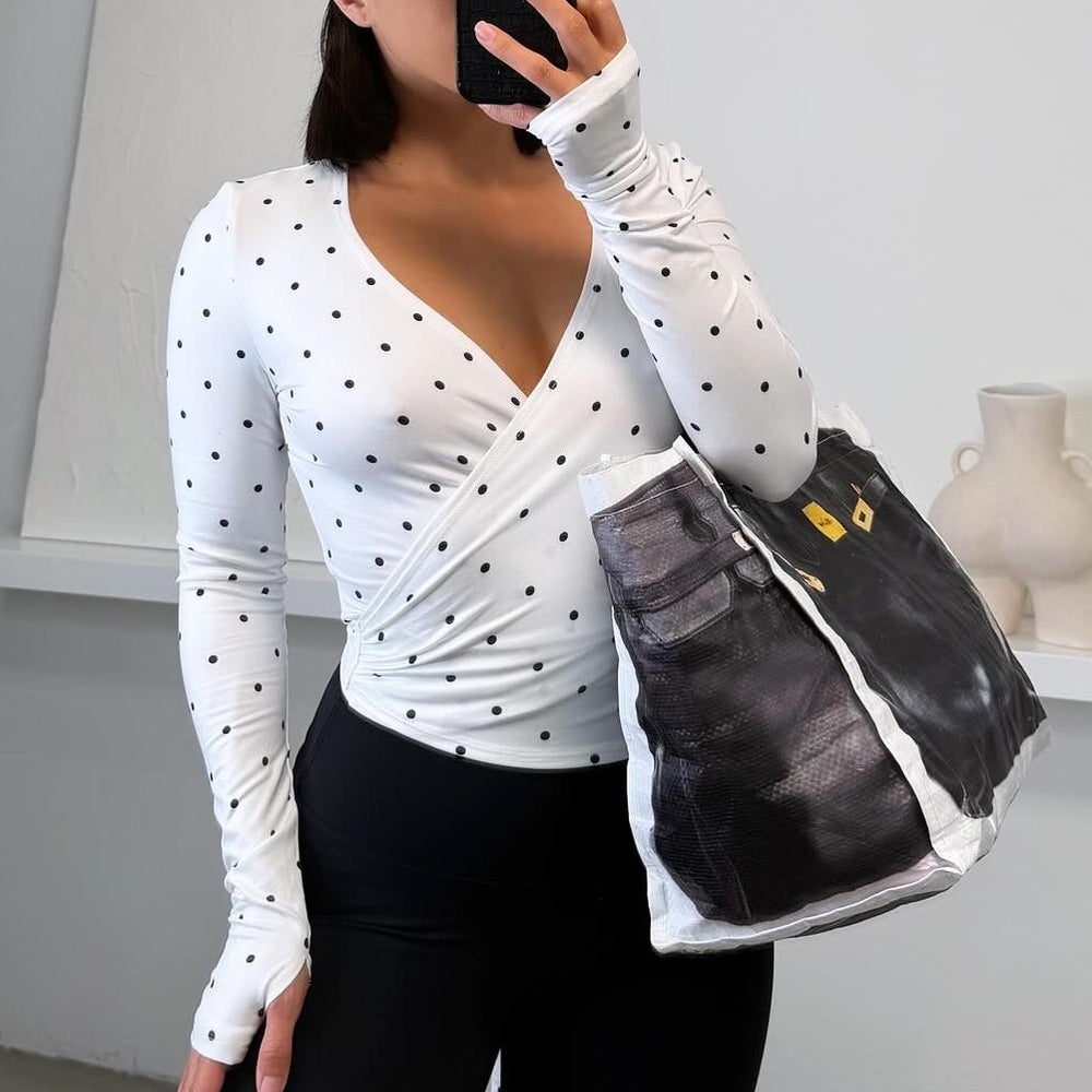 Sophia Wrap Top - Polka Dot