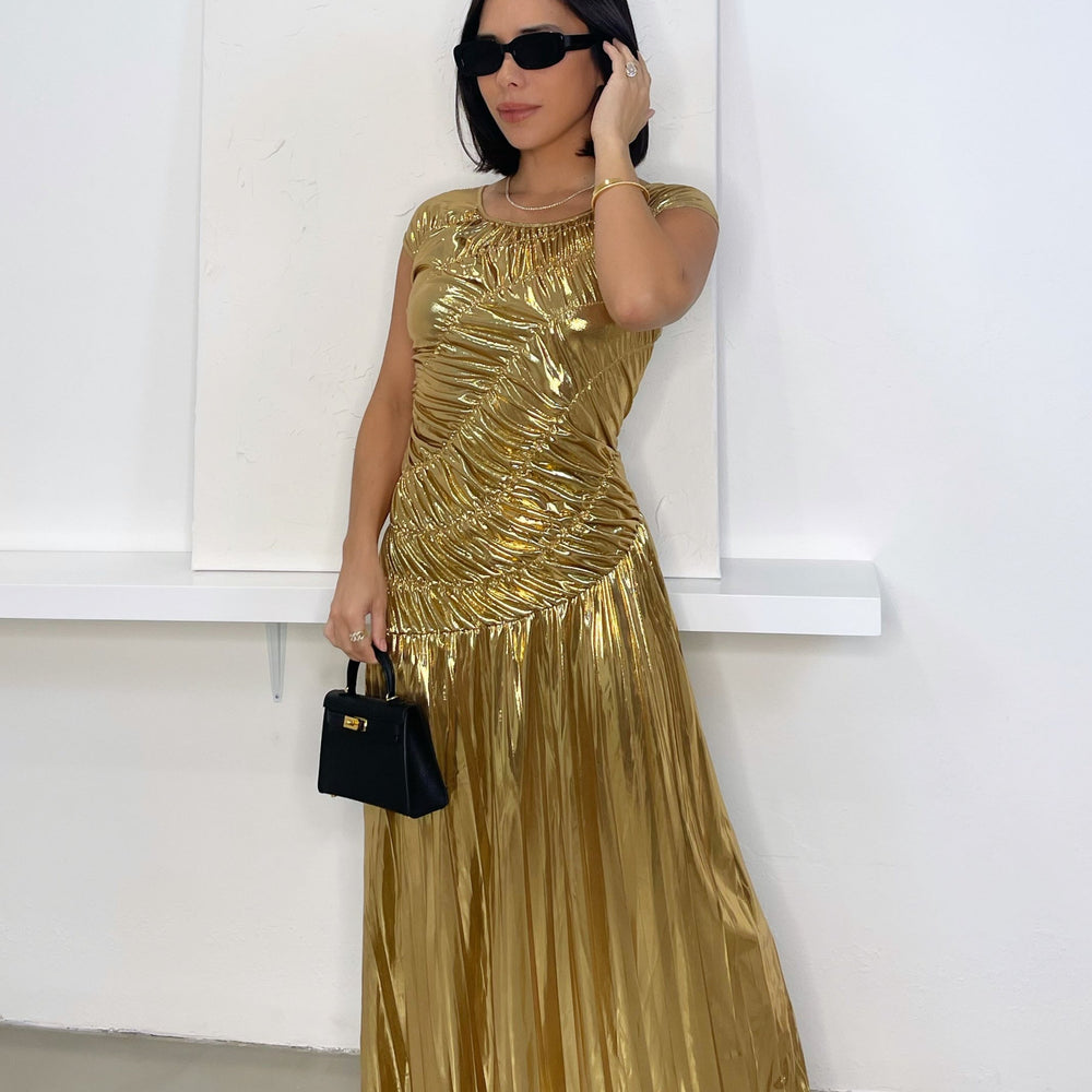 Layla Gold Midi Dress - Gold