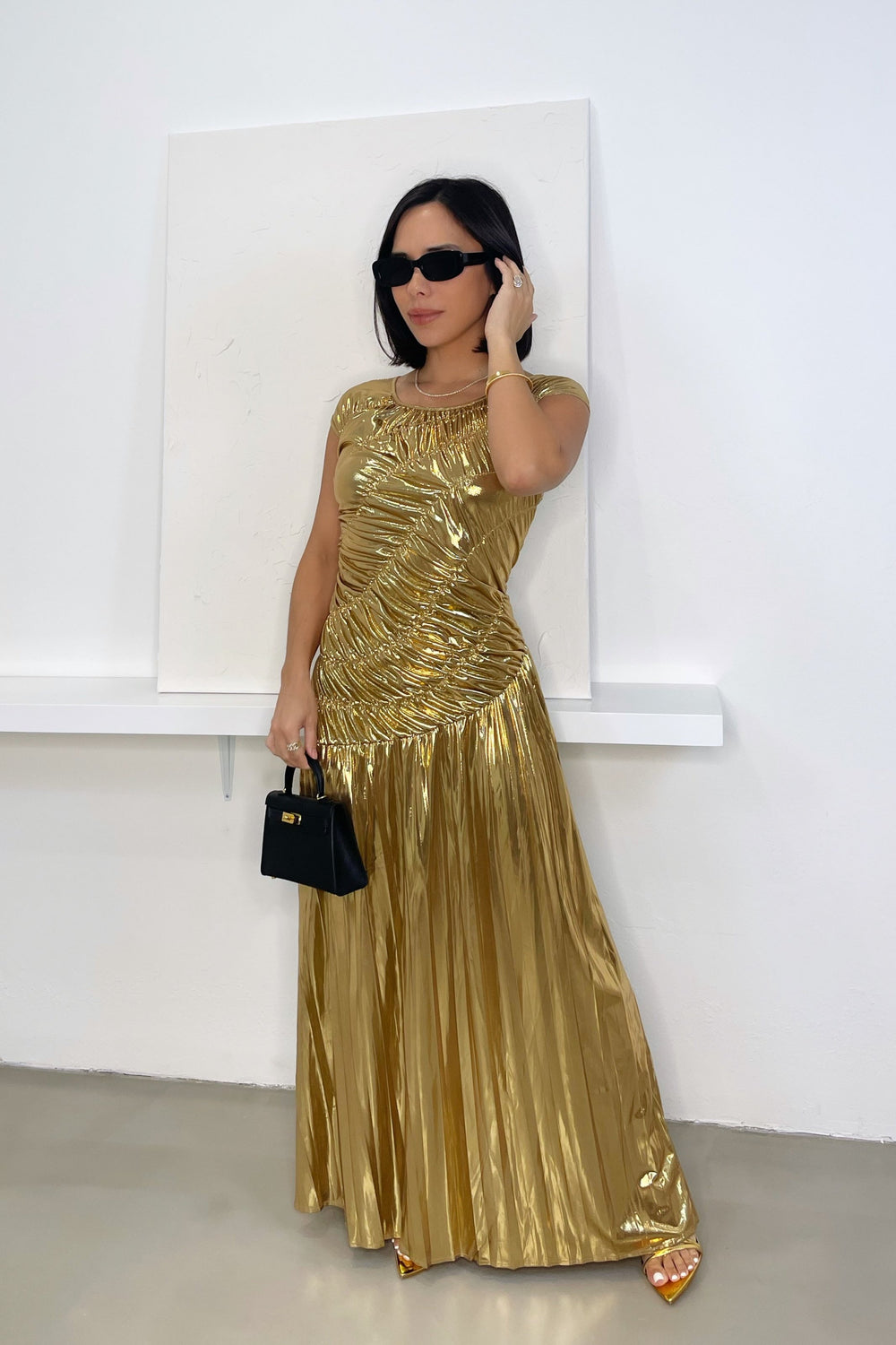 Layla Gold Midi Dress - Gold