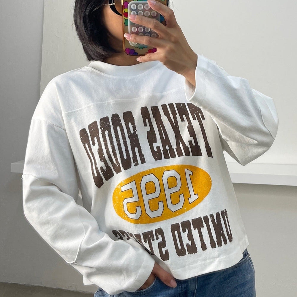 
                      
                        Gigi Graphic Long Sleeve Shirt - White/Brown/Yellow
                      
                    