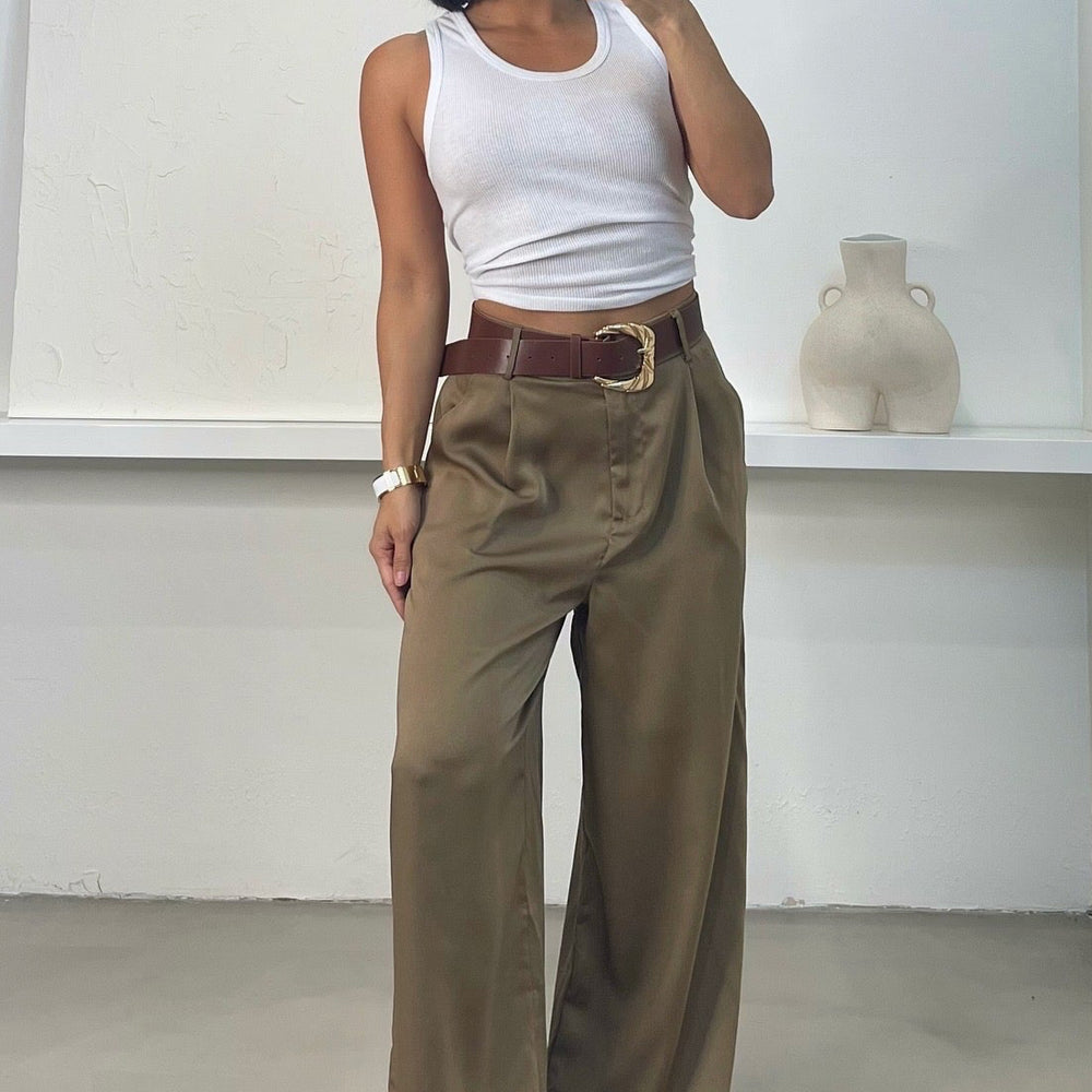 
                      
                        Delaney Wide Leg Pants w/Belt - Taupe
                      
                    