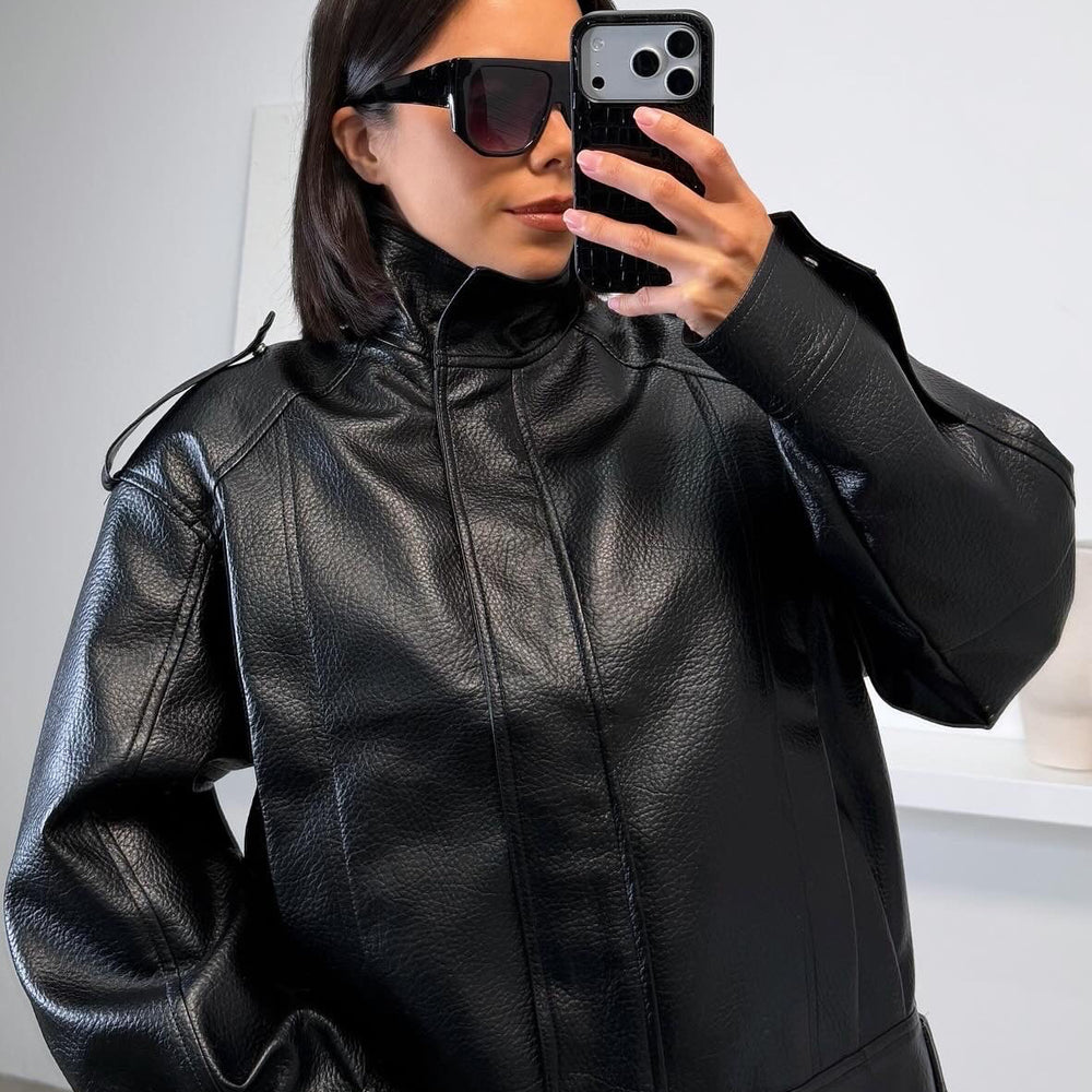 Yael Faux Leather Jacket - Black
