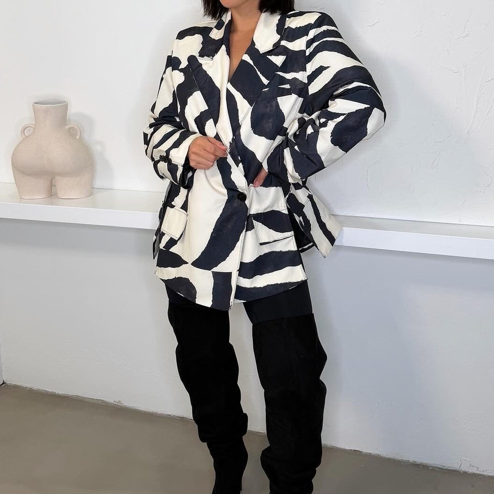 Zella Oversized Blazer - Zebra Print