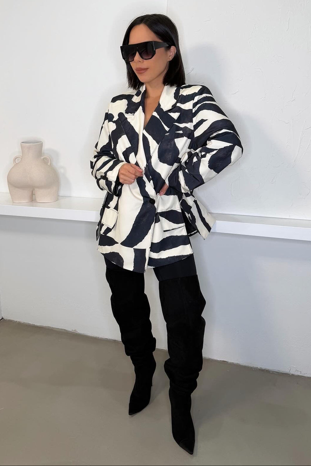 Zella Oversized Blazer - Zebra Print