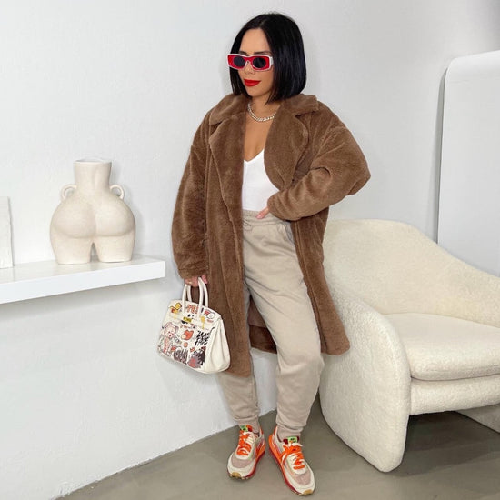 Brown Fuzzy Fleece Coat