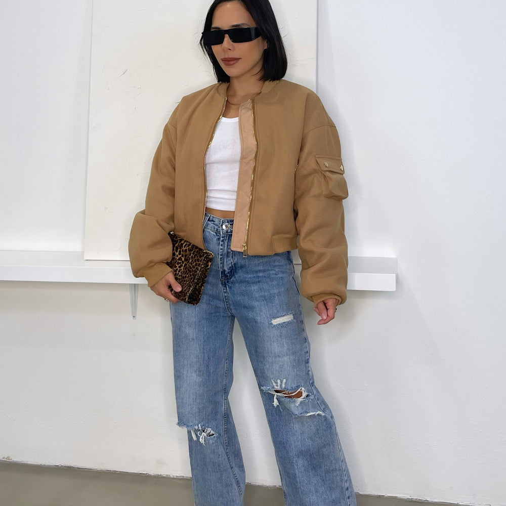 Jayde Bomber Jacket— Camel - Trice Boutique