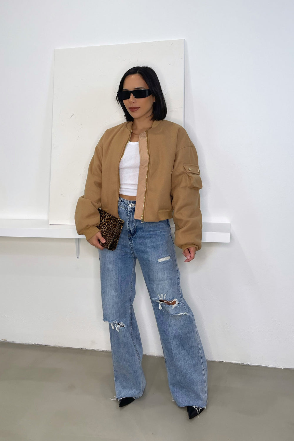 Jayde Bomber Jacket— Camel - Trice Boutique