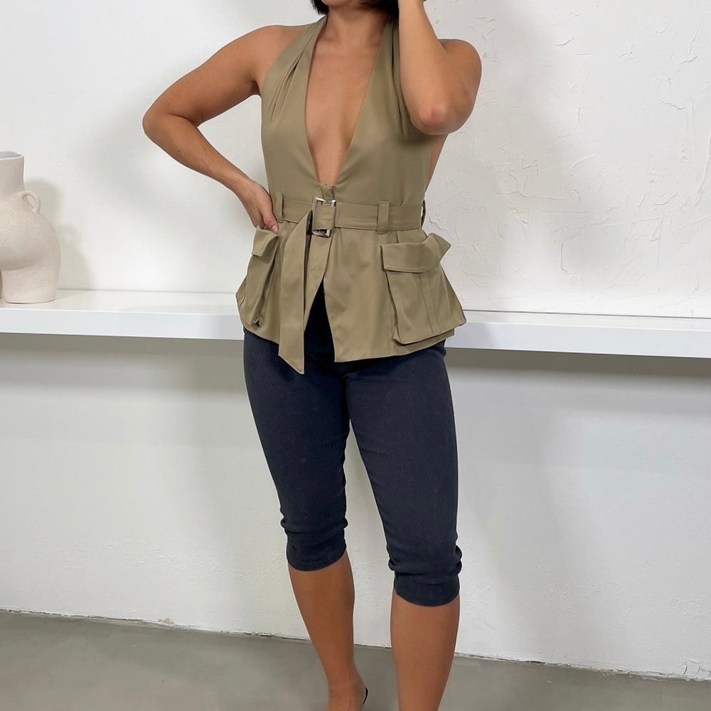 
                      
                        Talia Halter Top - Khaki
                      
                    