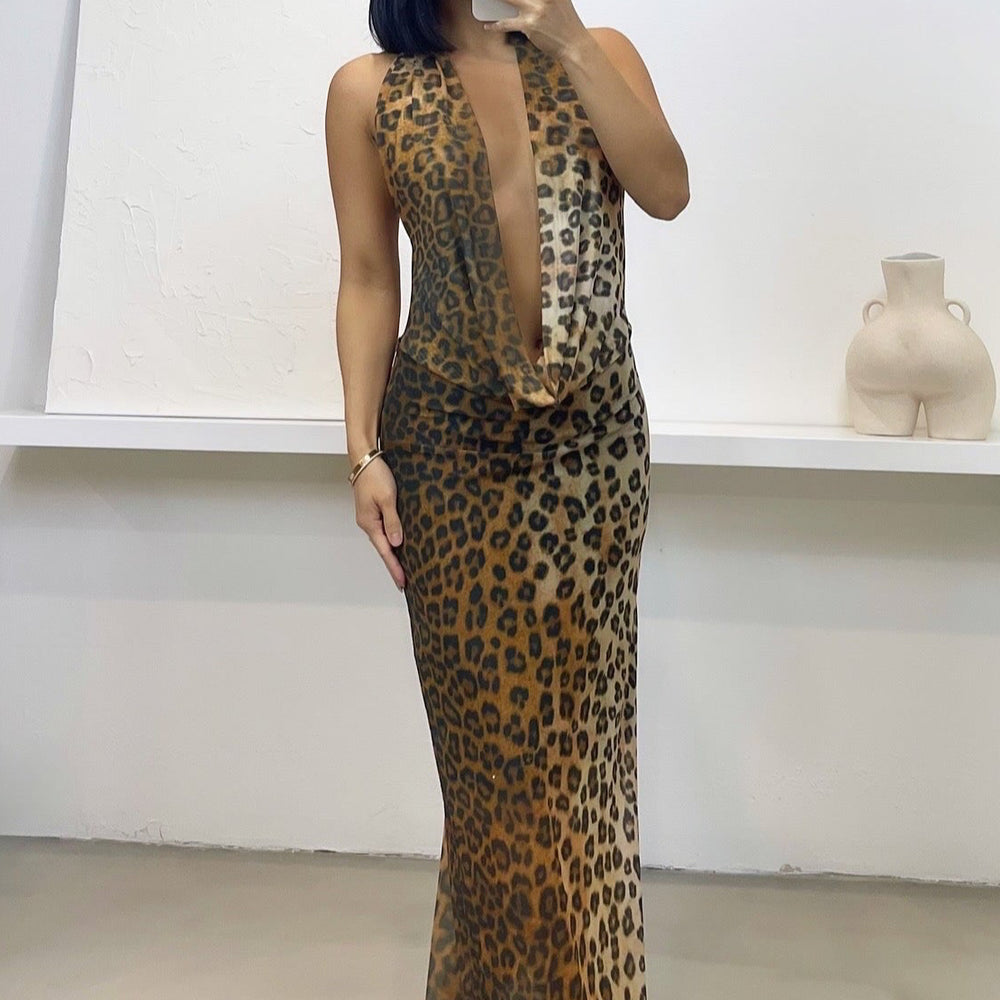 Savannah Mesh Dress - Leopard