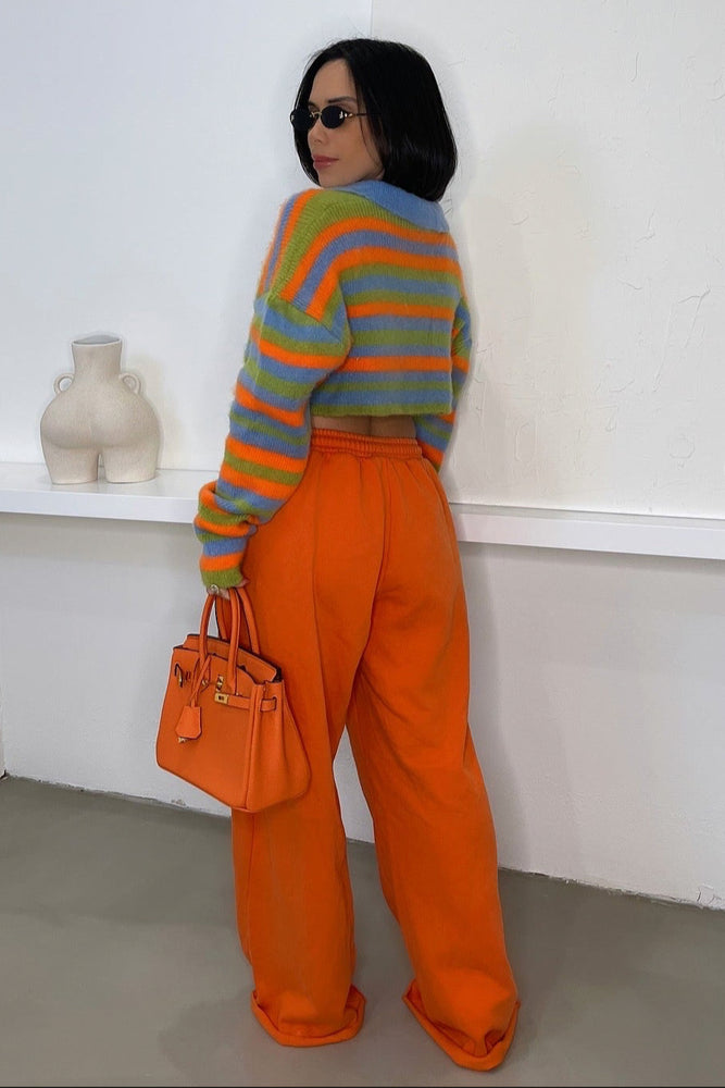 Serenity Knit Striped Sweater - Orange/Green/Blue