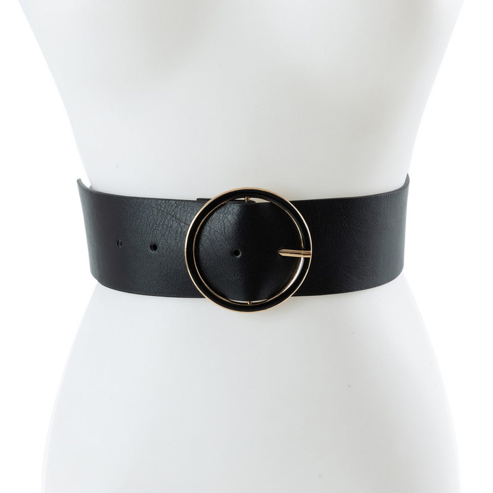 Round Buckle Belt - Black - Trice Boutique