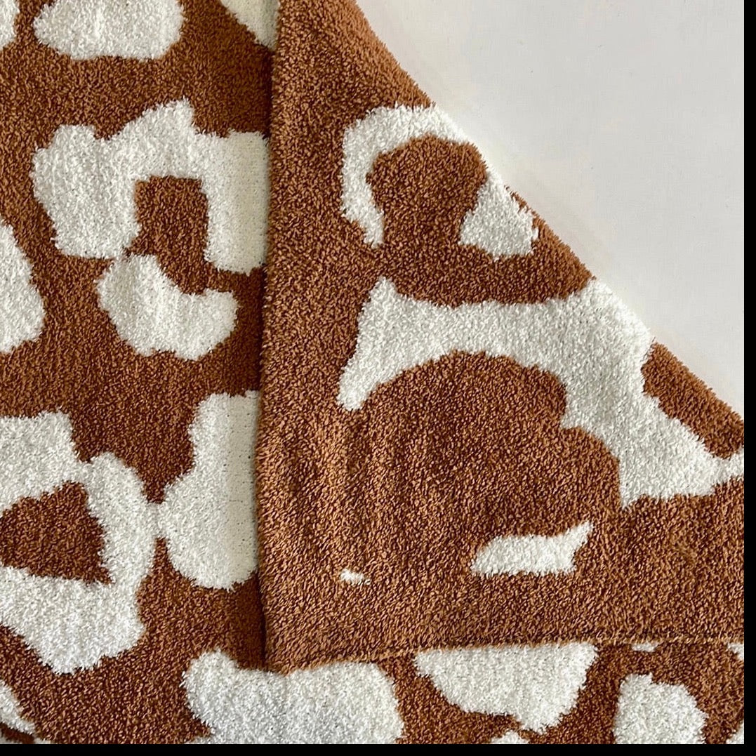 Camel Large Leopard Print Blanket - Trice Boutique