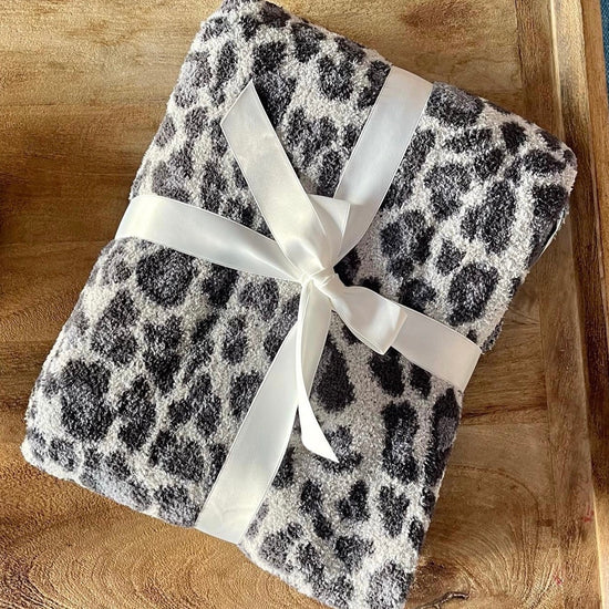 Grey Leopard Print Blanket - Trice Boutique