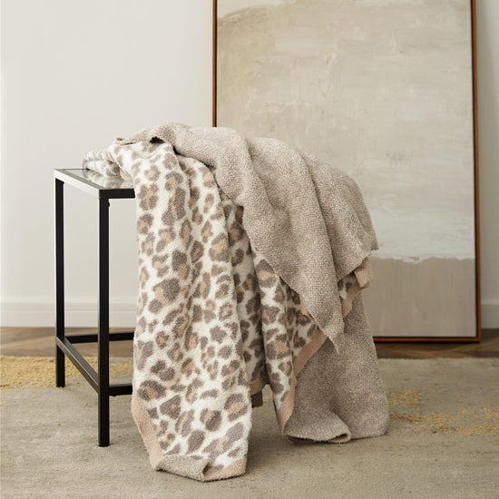 Load image into Gallery viewer, Light Pink/Beige Leopard Print Blanket - Trice Boutique
